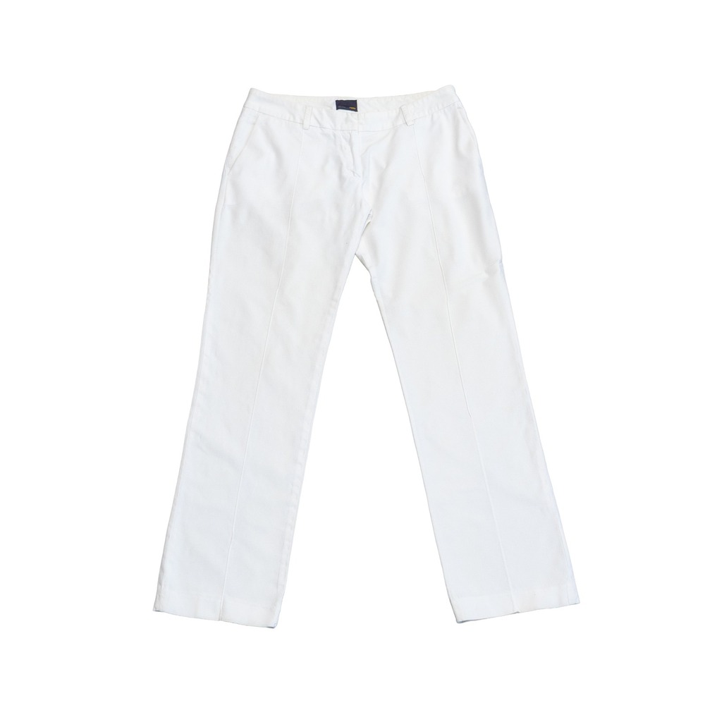 Fendi White Cotton Blend Straight Leg Pintuck Trousers Pants Size  IT 40  US 4